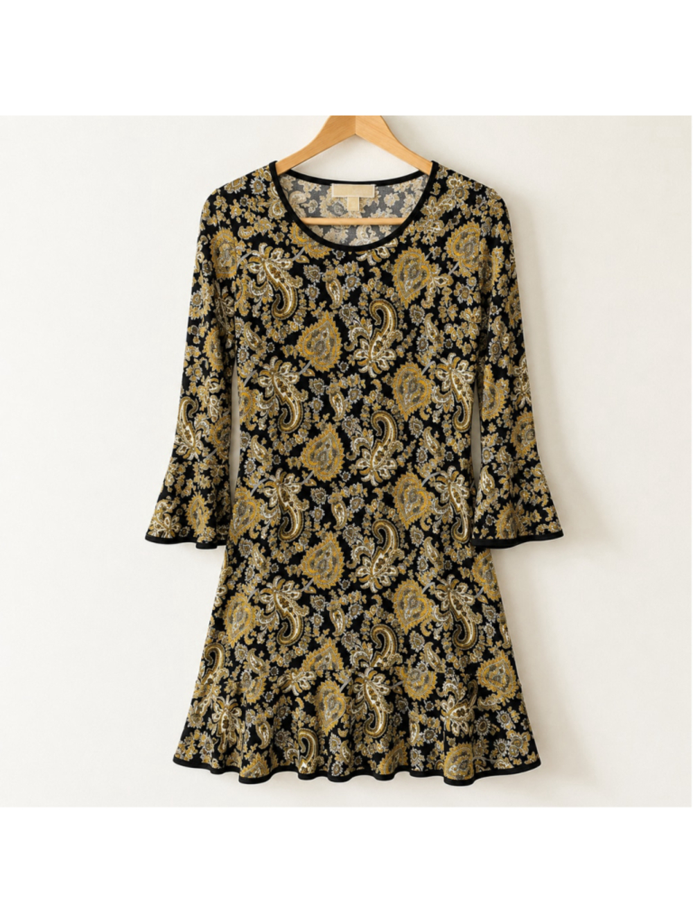 MICHAEL Michael Kors Paisley Bell-Sleeve Flounce Dress – Size M
